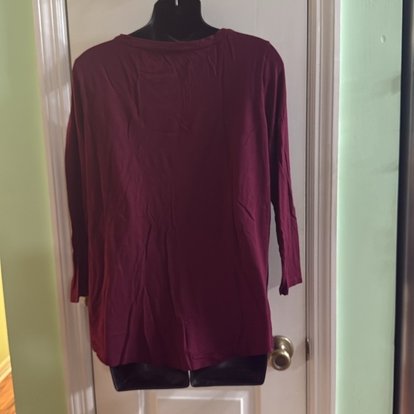 Lucky Brand Maroon 3/4 Sleeve Logo Super Soft T Shirt Comfy Cozy Size Large - Picture 6 of 7
